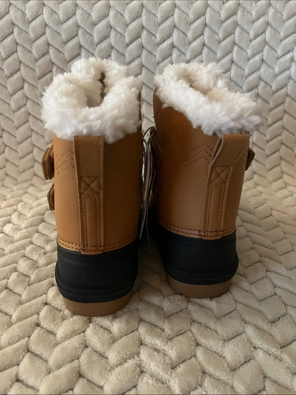Cat & Jack Tan and Black Kids Rain & Snow Boots with White Faux Fur